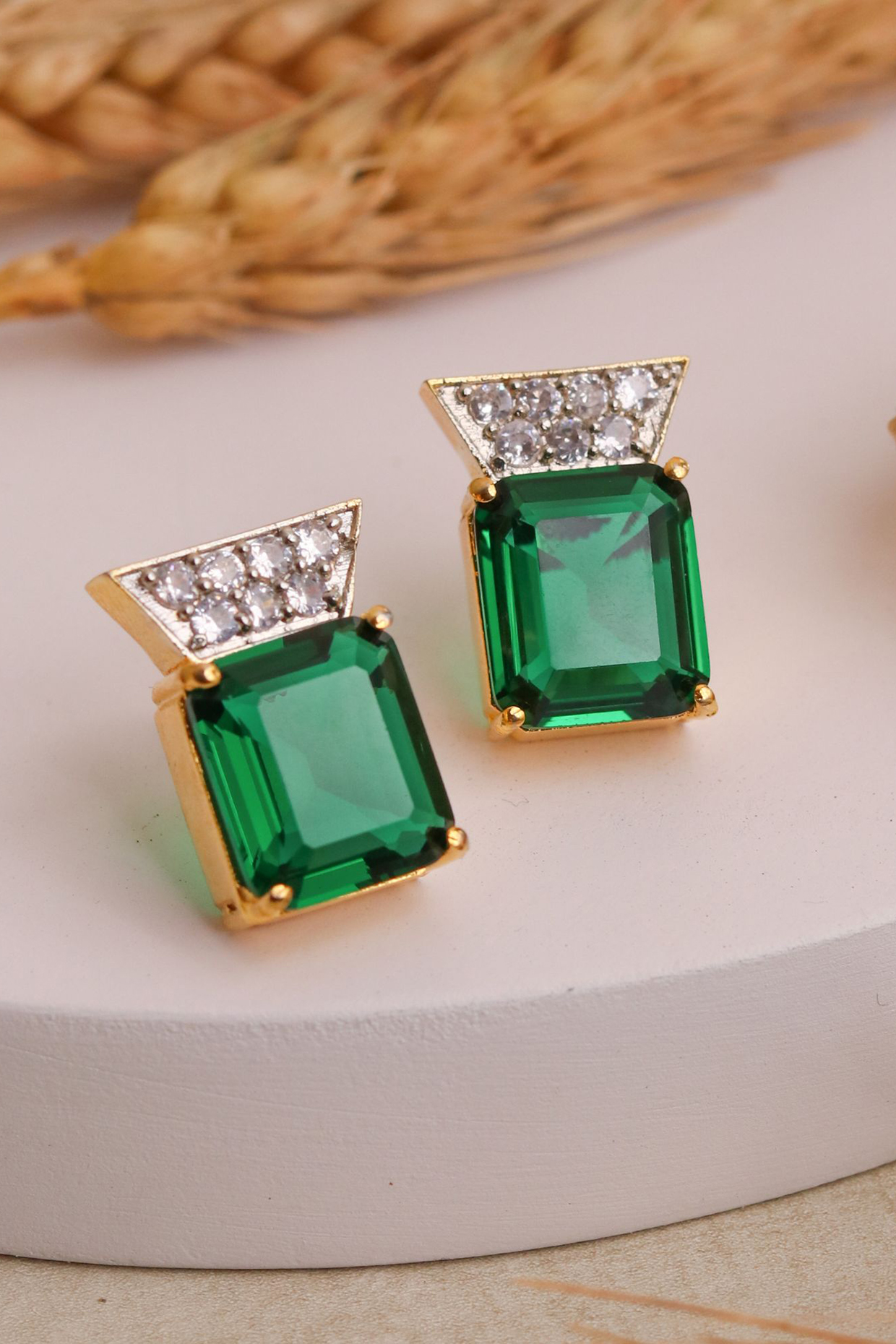 Green Squared Up Earrings