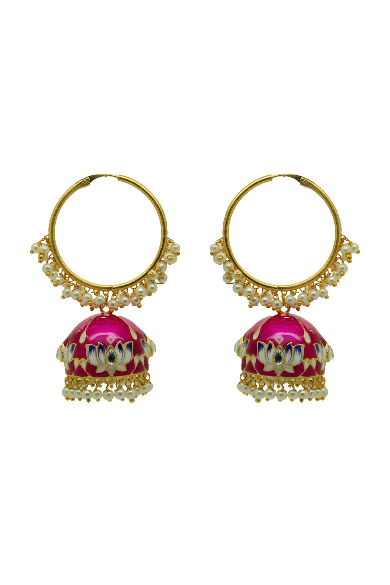 Buy Peora Gold Plated Kundan Pearl Rani Pink Chandbali Long Dangle Earrings  Jewellery (PF09E001RP) Online