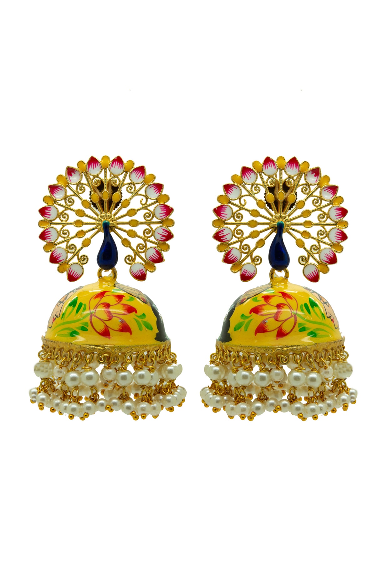 Traditional Navratri Lord Radha-Krishna Pearl Earrings For Women - I Jewels  - 3127130