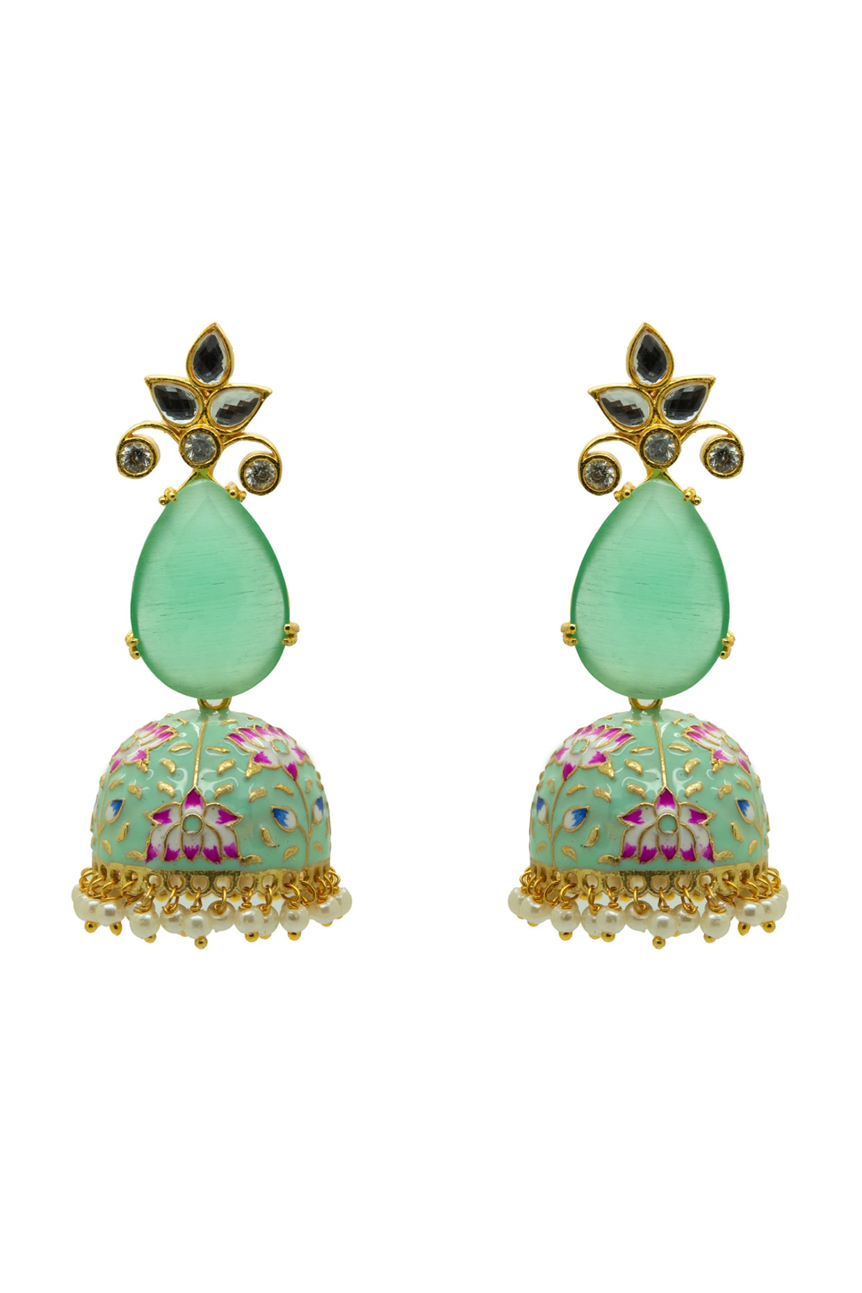 Indian Style Imitation Meenakari Jhumka Earrings For Women / AZINME498