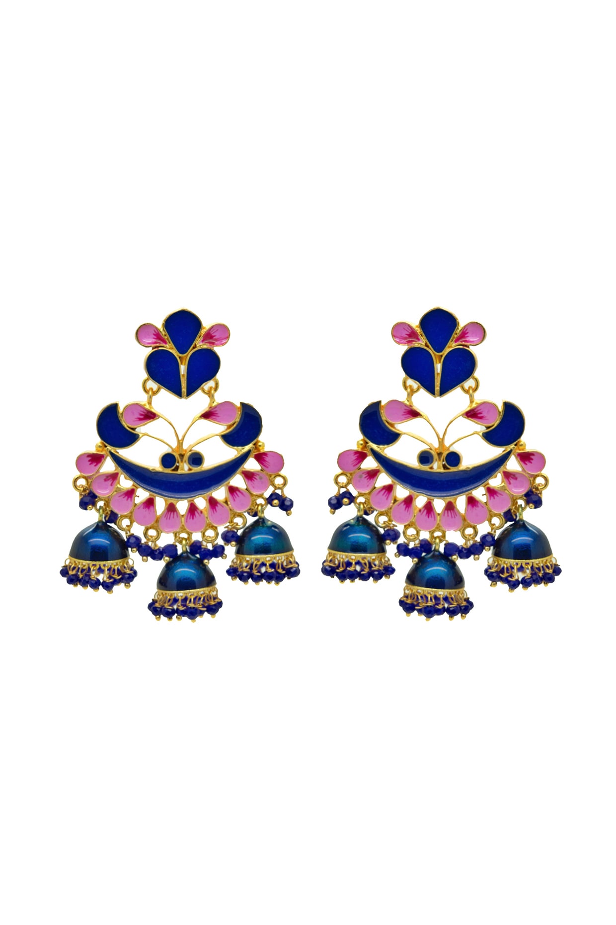 Zaveri Pearls Set of 2 Blue & Pink Meenakari Ethnic Jhumki Earrings For  Women-ZPFK15115 : Amazon.in: Jewellery