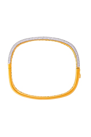 Gold Finish Zirconia Bangle by JOOLRY