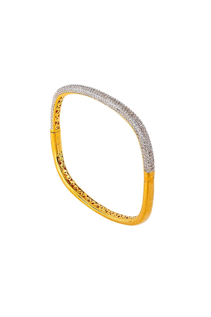 Gold Finish Zirconia Bangle by JOOLRY at Pernia's Pop Up Shop