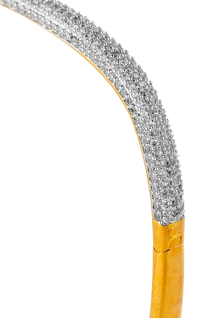 Gold Finish Zirconia Bangle by JOOLRY at Pernia's Pop Up Shop
