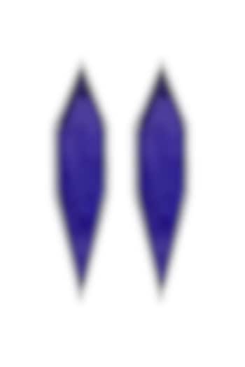 White Finish Cubic Zirconia & Blue Semi-Precious Stone Dangler Earrings by JOOLRY