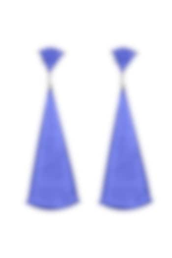 White Rhodium Finish Cubic Zirconia & Blue Semi-Precious Stone Dangler Earrings by JOOLRY