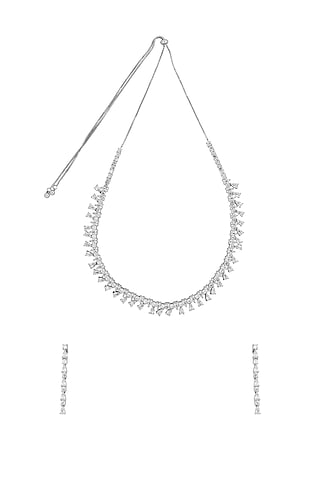 White Rhodium Finish Cubic Zirconia Necklace Set by JOOLRY