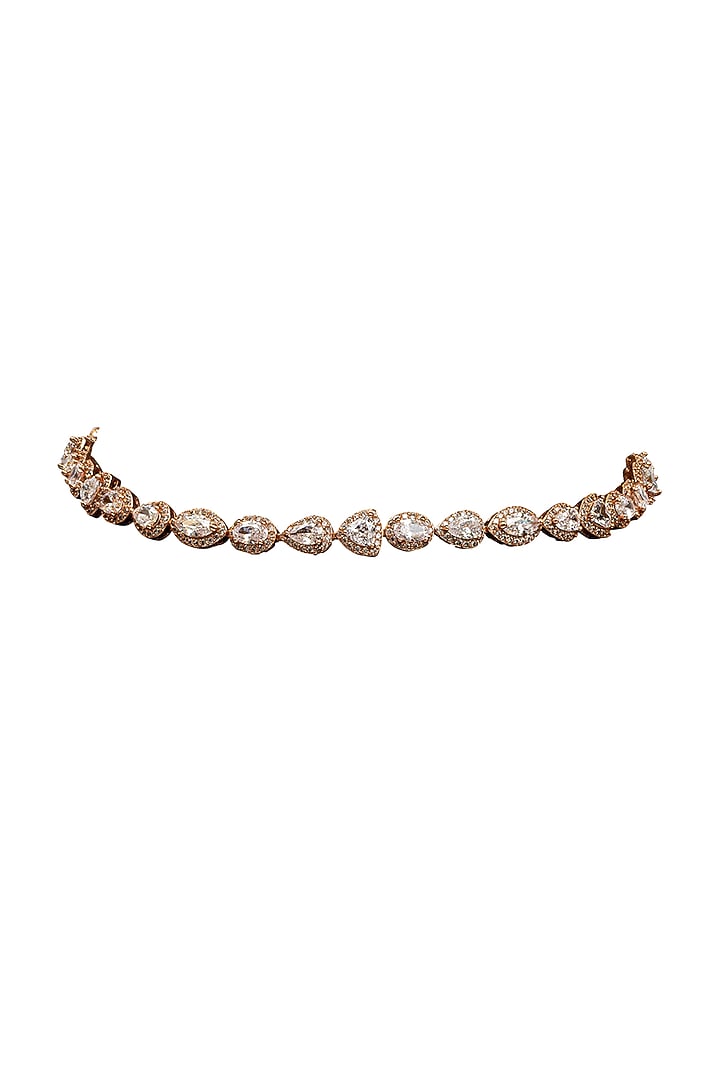 Rose Gold Finish Diamante Choker Necklace Set by JOOLRY at Pernia's Pop Up Shop