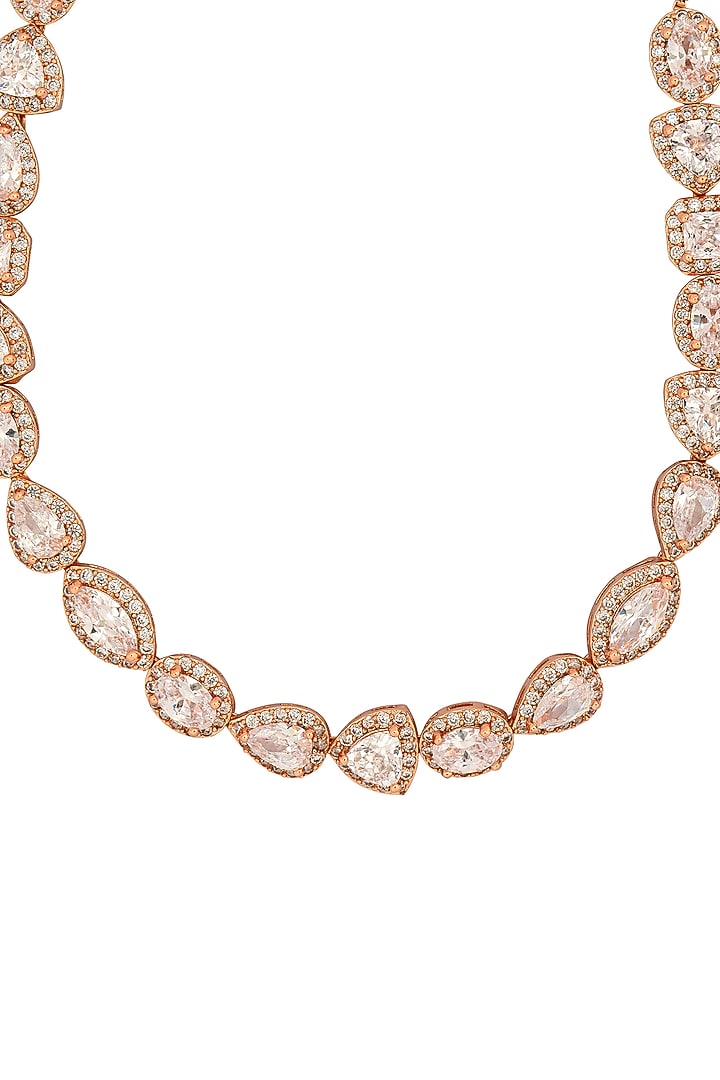 Rose Gold Finish Diamante Choker Necklace Set by JOOLRY at Pernia's Pop Up Shop