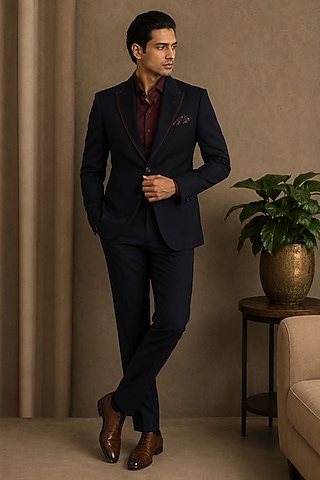 Blue Japanese Suiting Blazer Set by JORAH MEN
