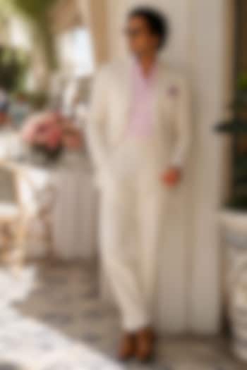 Ivory Pure Linen Blazer Set by JORAH MEN at Pernia's Pop Up Shop