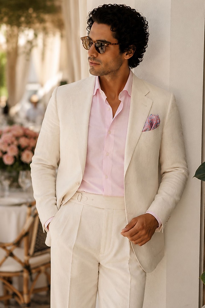 Ivory Pure Linen Blazer Set by JORAH MEN at Pernia's Pop Up Shop