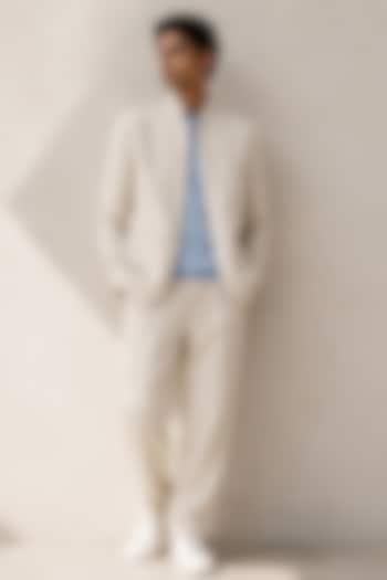 Cream Pure Linen Blazer Set by JORAH MEN at Pernia's Pop Up Shop