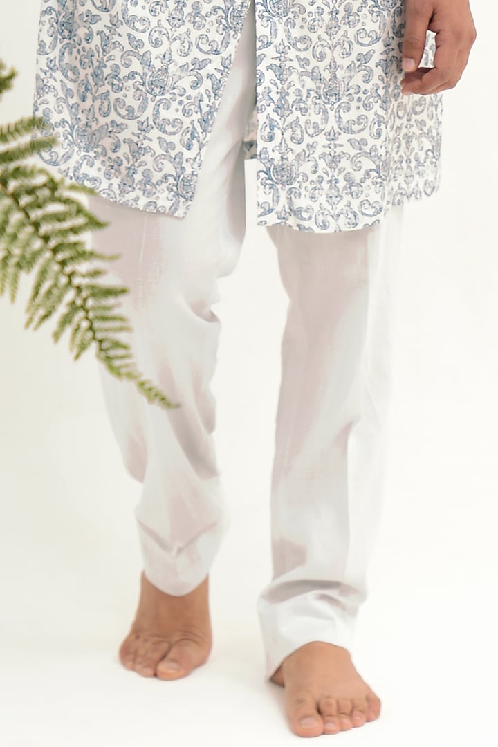 White Muslin Printed Kurta Set by JORAH MEN at Pernia's Pop Up Shop
