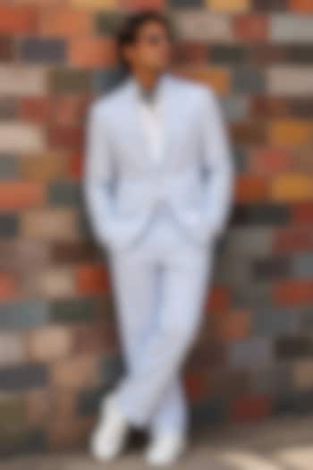 Blue Cotton Blazer Set by JORAH MEN at Pernia's Pop Up Shop