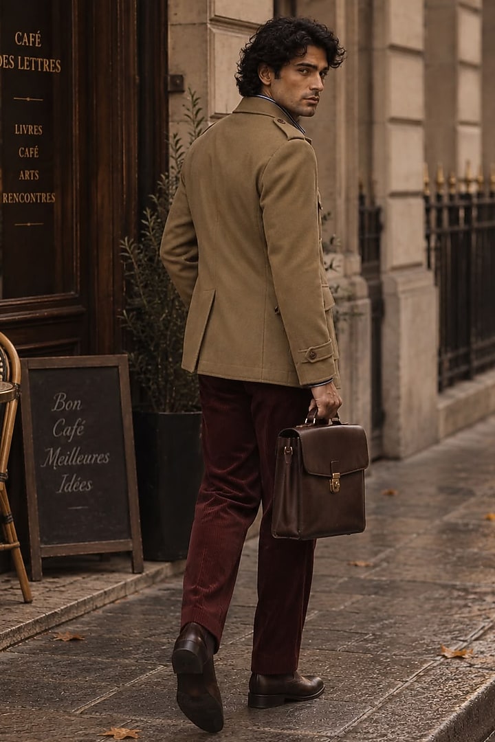 Beige Wool Hunter Jacket Set by JORAH MEN at Pernia's Pop Up Shop