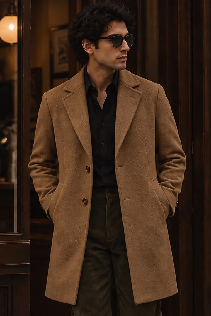 Beige Wool Coat Set by JORAH MEN at Pernia's Pop Up Shop