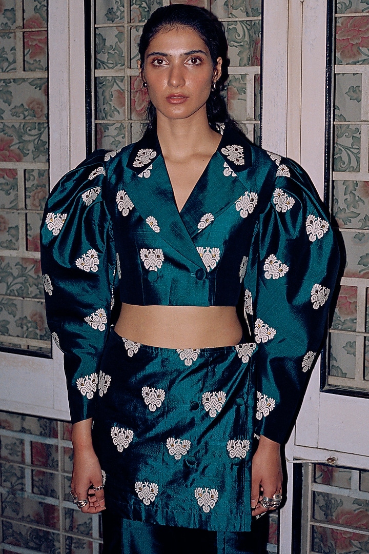 Emerald Green Wrap Skirt by Joskai Studio at Pernia's Pop Up Shop