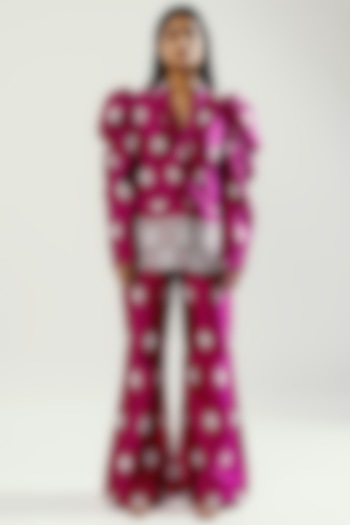 Fuchsia Handwoven Pant Set by Joskai Studio