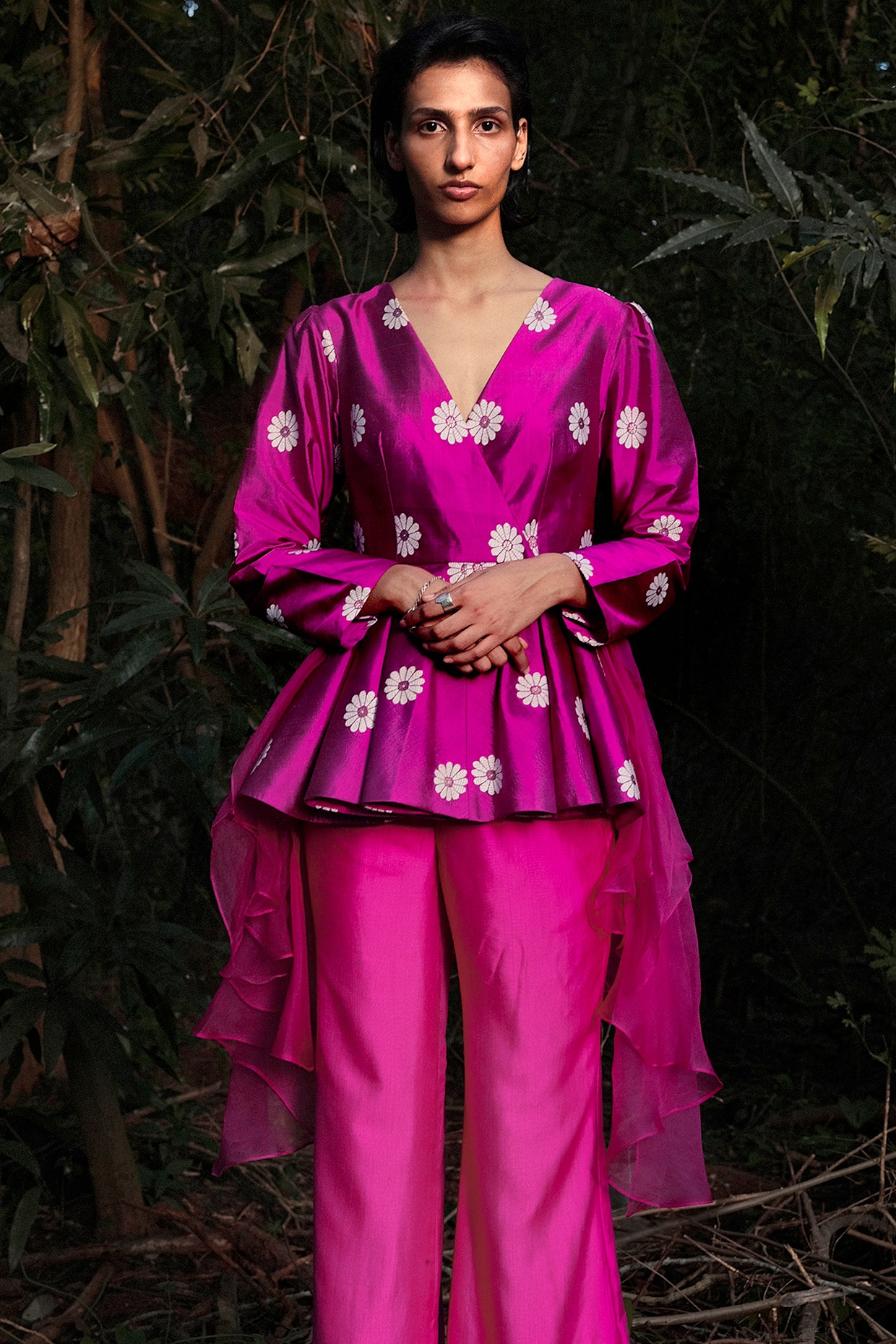 fuchsia peplum top