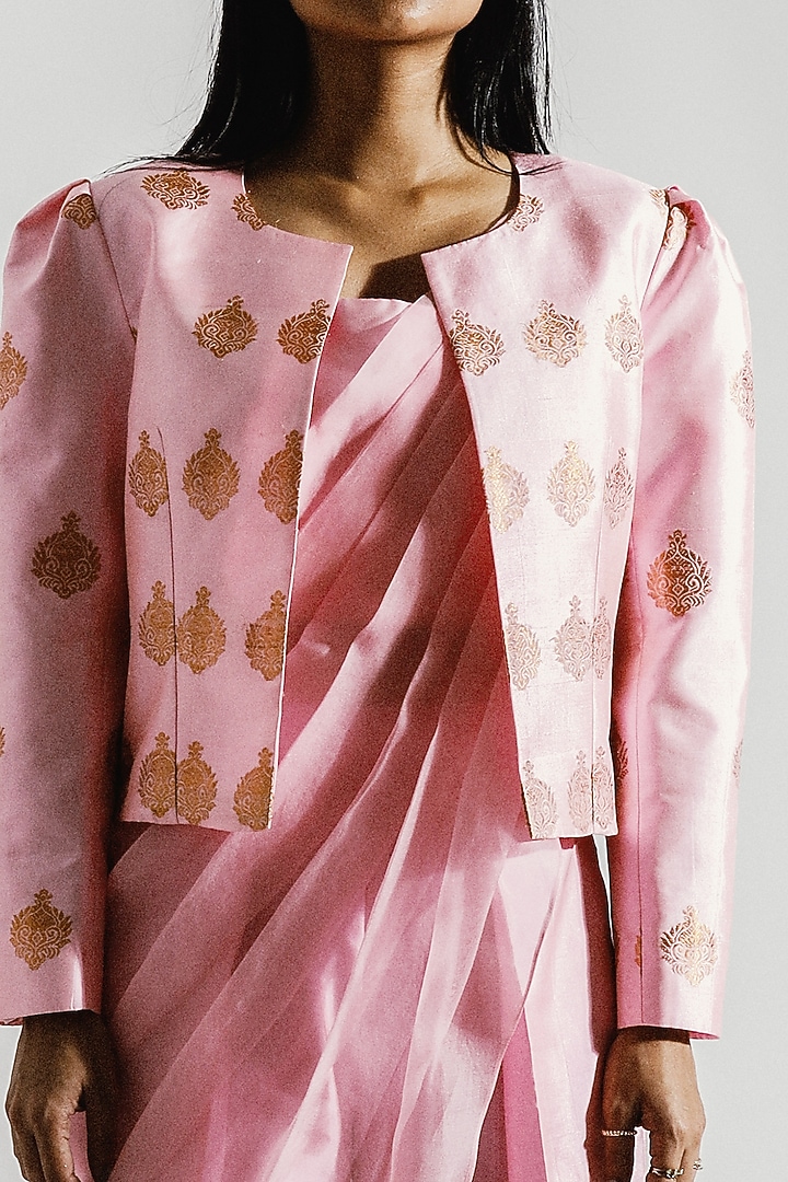 Pink Handwoven Jacket by Joskai Studio at Pernia's Pop Up Shop