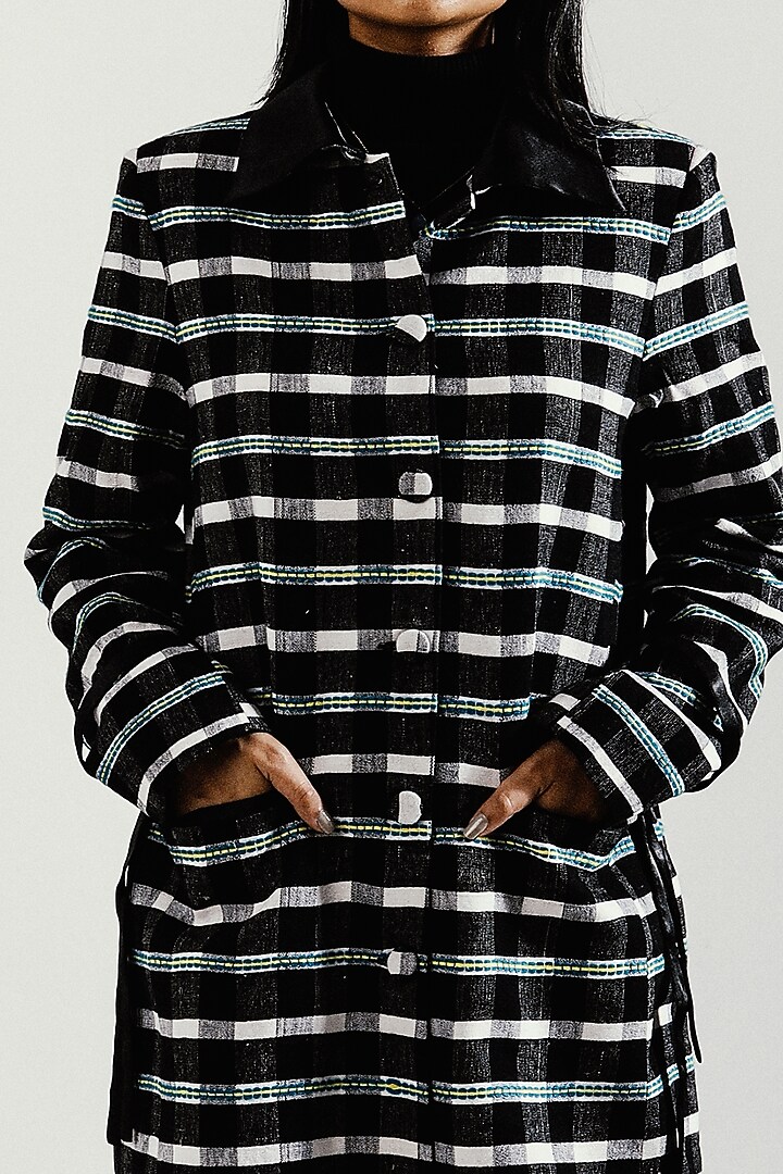Black & White Checkered Blazer by Joskai Studio at Pernia's Pop Up Shop