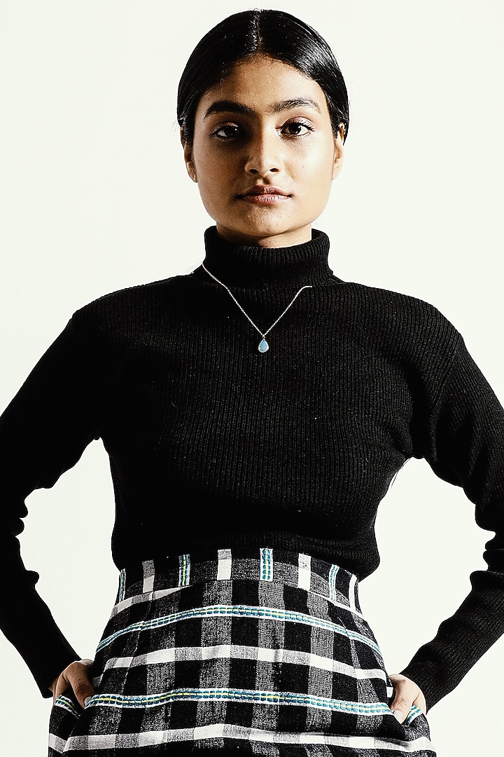 Black & White Checkered Pencil Skirt by Joskai Studio at Pernia's Pop Up Shop