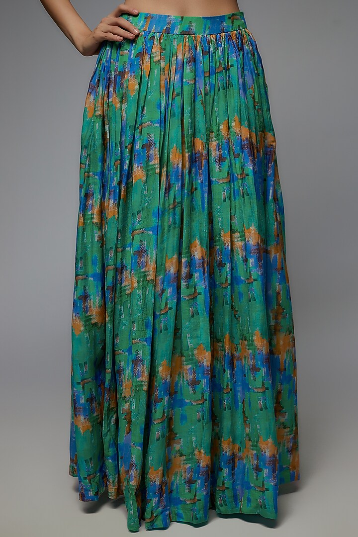 Multi-Colored Cotton Silk & Silk Organza Printed Lehenga Set by Joskai Studio at Pernia's Pop Up Shop