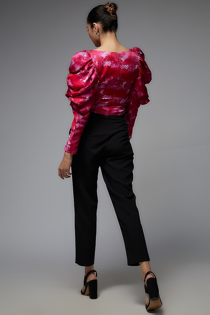 Hot Pink Modal Satin Printed Top by Joskai Studio at Pernia's Pop Up Shop