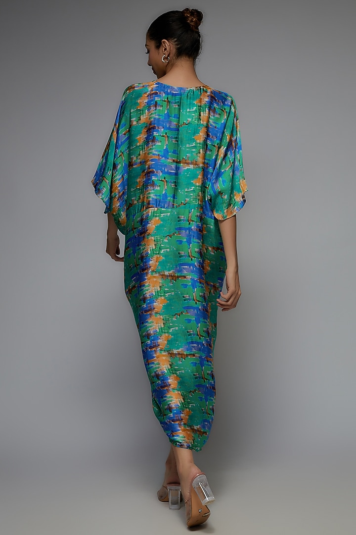 Multi-Colored Modal Satin Printed Kaftan Summer Dress by Joskai Studio at Pernia's Pop Up Shop