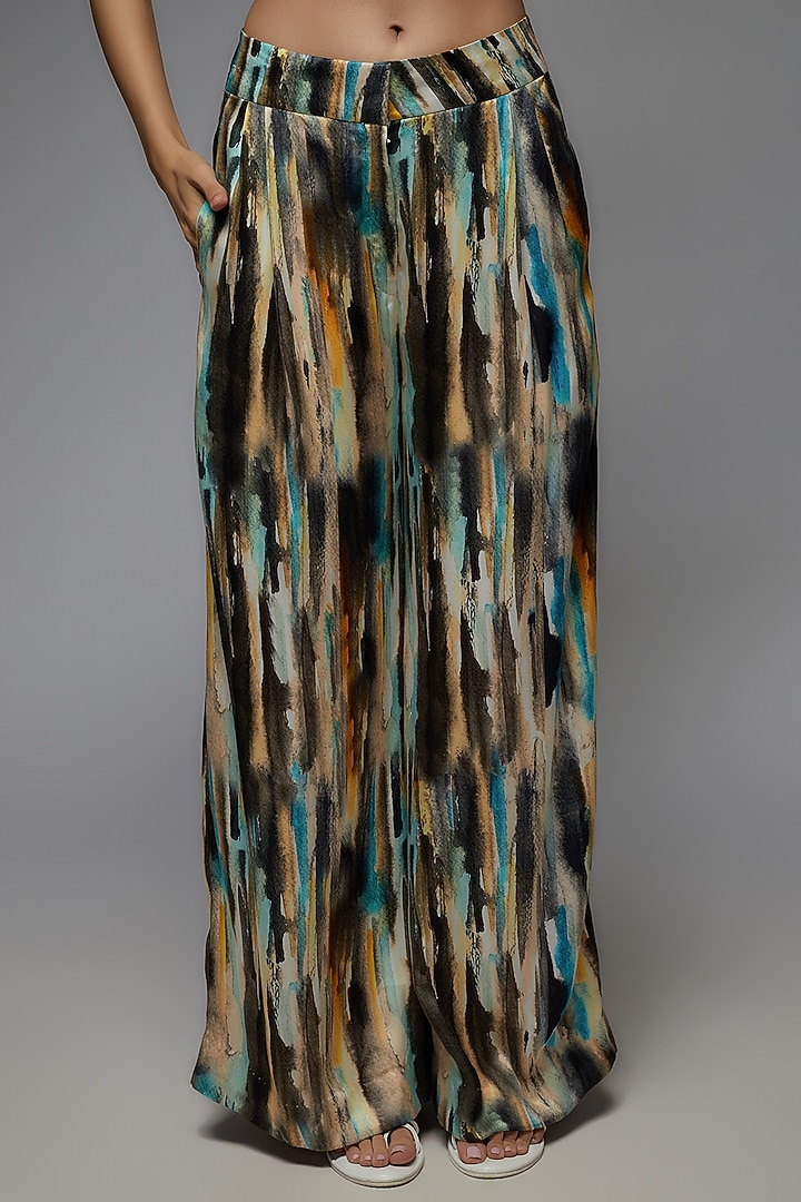 Multi-Colored Modal Satin Printed Pant Set by Joskai Studio at Pernia's Pop Up Shop