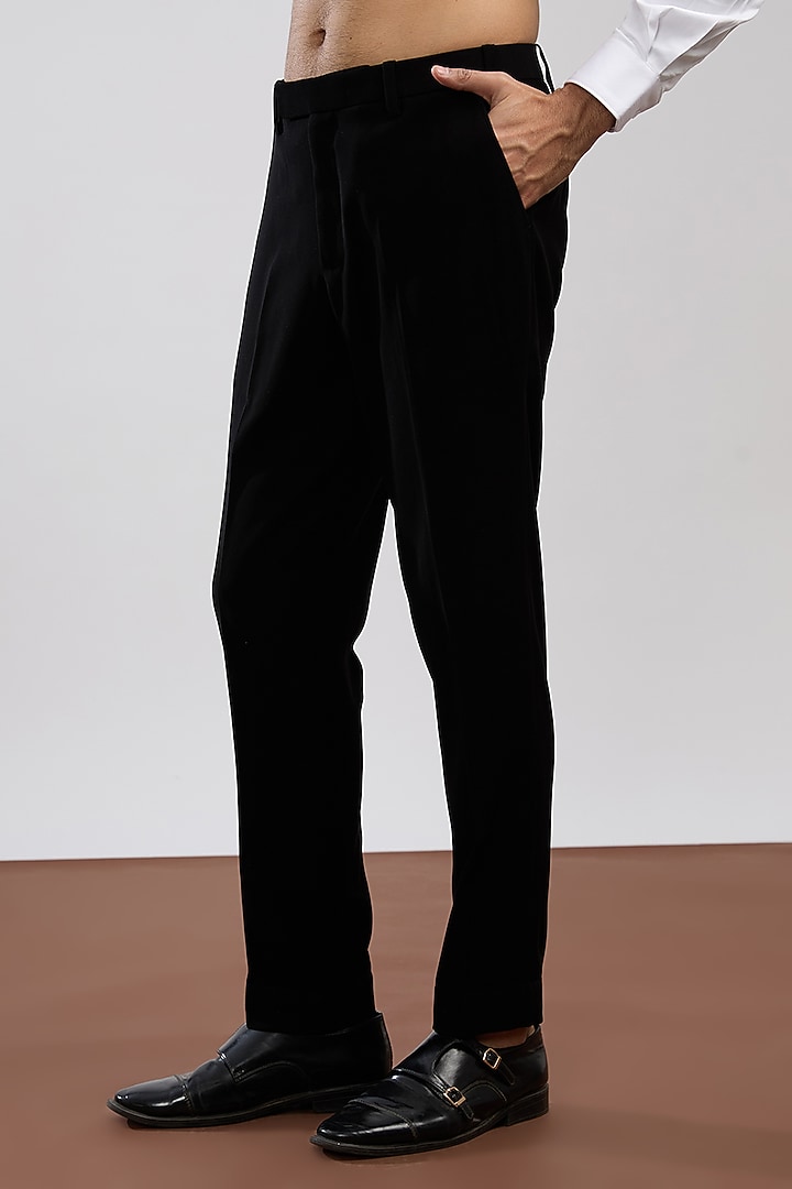 Black Sandwash Tuxedo Set by Sarab Khanijou at Pernia's Pop Up Shop