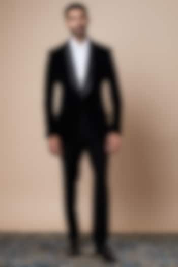 Black Velvet Tuxedo Set by Sarab Khanijou at Pernia's Pop Up Shop