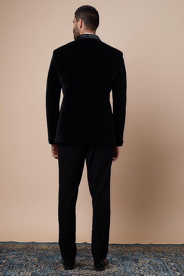 Black Velvet Tuxedo Set by Sarab Khanijou at Pernia's Pop Up Shop