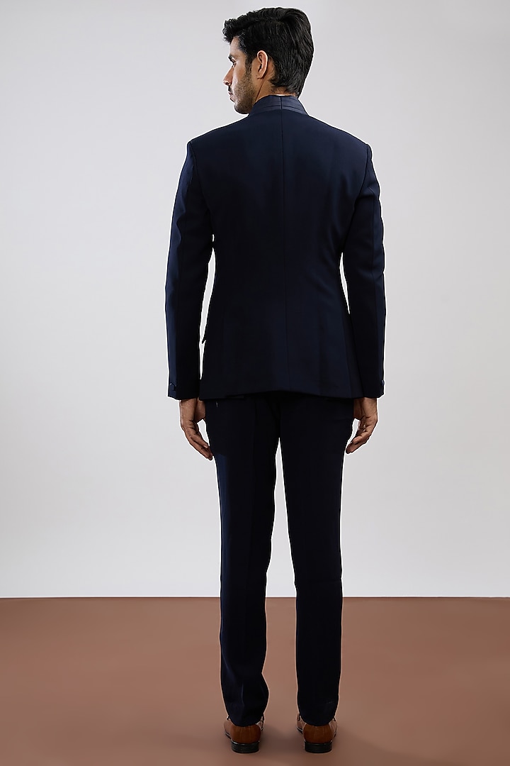 Teal Blue Sandwash Tuxedo Set by Sarab Khanijou at Pernia's Pop Up Shop