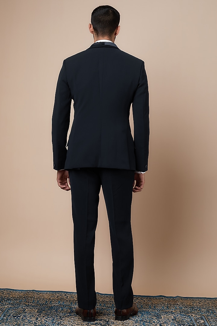 Blue Sandwash Tuxedo Set by Sarab Khanijou at Pernia's Pop Up Shop