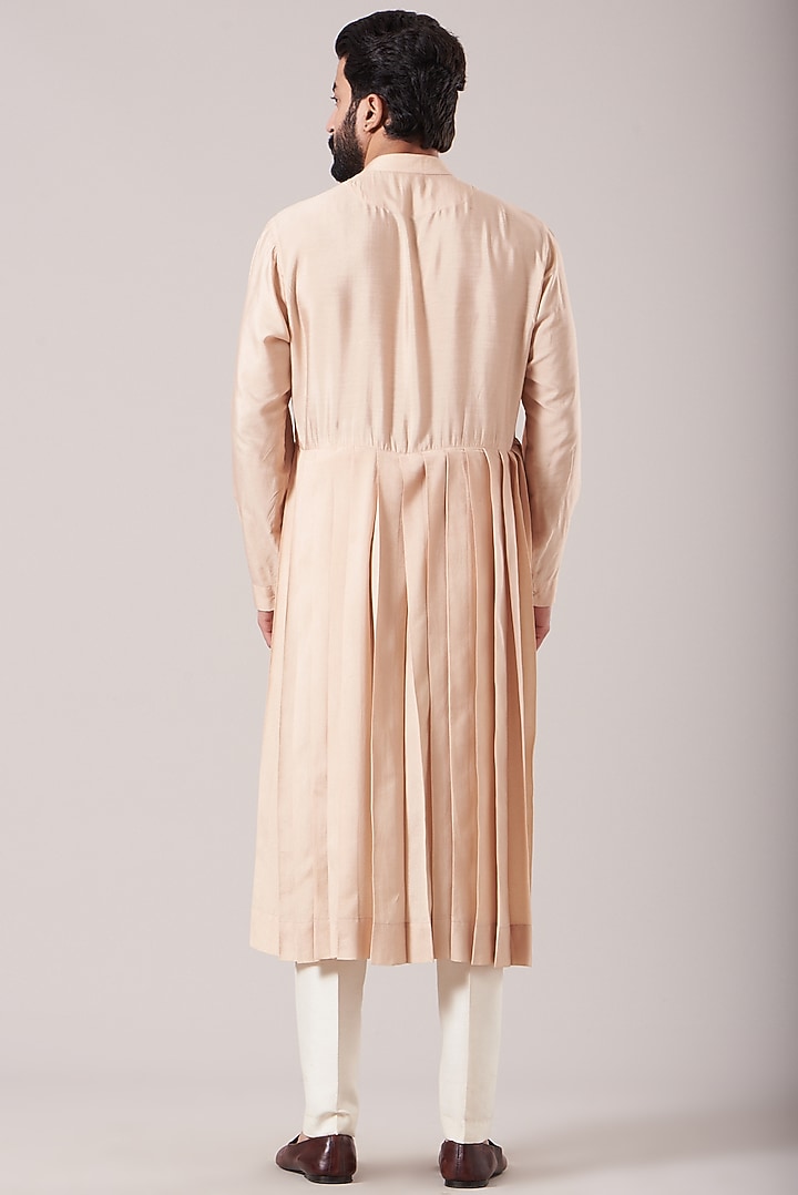 Dusty Rose Cotton Silk Long Kurta Set by Sarab Khanijou at Pernia's Pop Up Shop