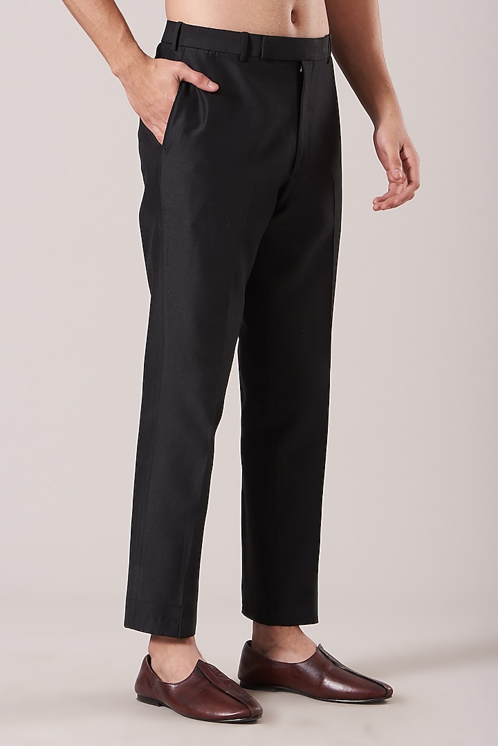 Black Wool Suiting Embroidered Bandhgala Jacket Set by Sarab Khanijou at Pernia's Pop Up Shop