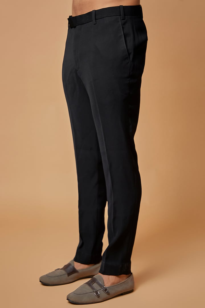 Black Jacquard Tuxedo Set by Sarab Khanijou at Pernia's Pop Up Shop