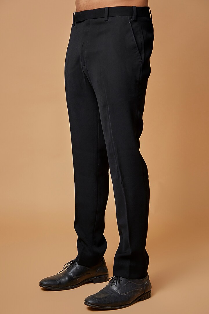 Black Jacquard Embellished Tuxedo Set by Sarab Khanijou at Pernia's Pop Up Shop