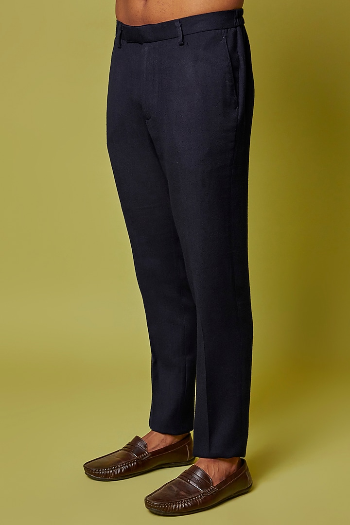 Navy Blue Silk Embroidered Jacket Set  by Sarab Khanijou at Pernia's Pop Up Shop