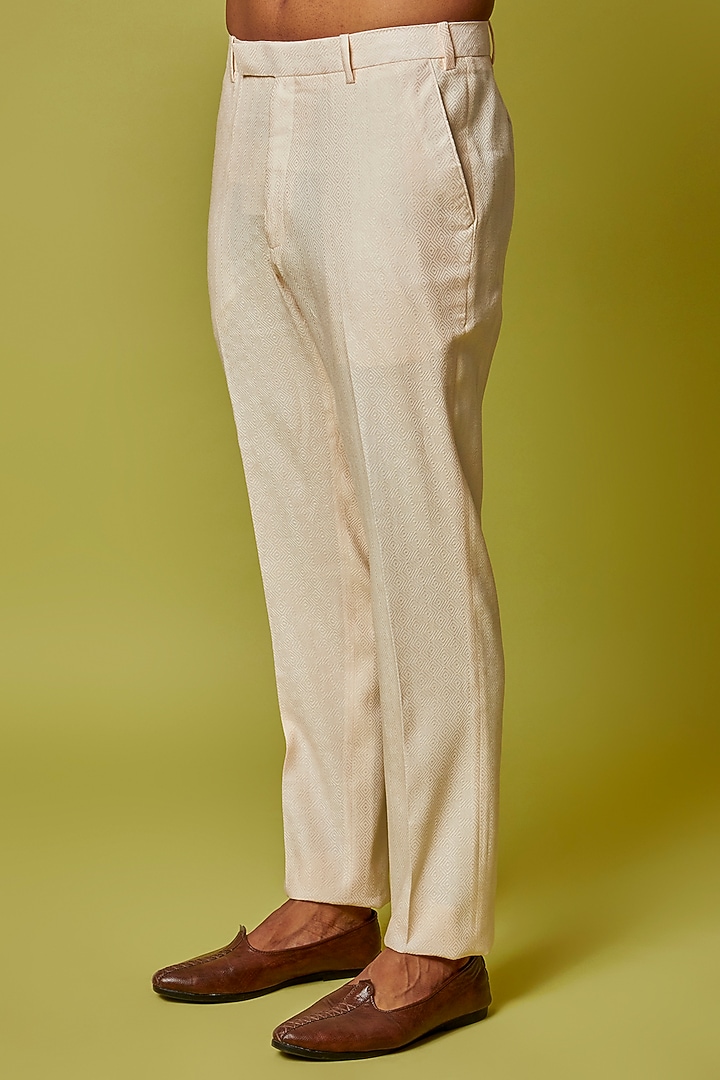Blush Pink Cotton Silk Embroidered Groom Indowestern Jacket Set by Sarab Khanijou at Pernia's Pop Up Shop