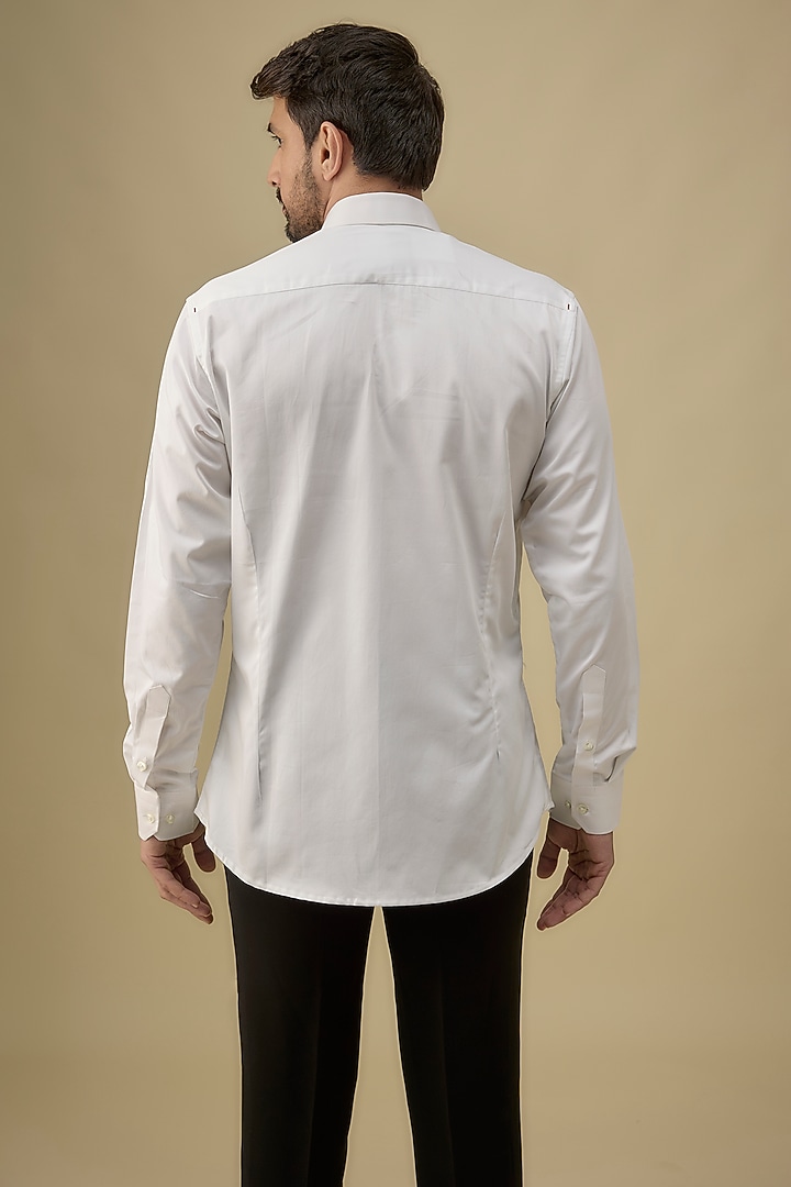 White Cotton Embroidered Shirt by Sarab Khanijou at Pernia's Pop Up Shop