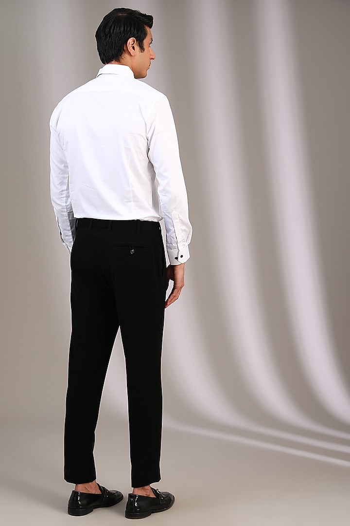 Black Velvet Sequins & Pearl Embroidered Tuxedo Set by Sarab Khanijou at Pernia's Pop Up Shop