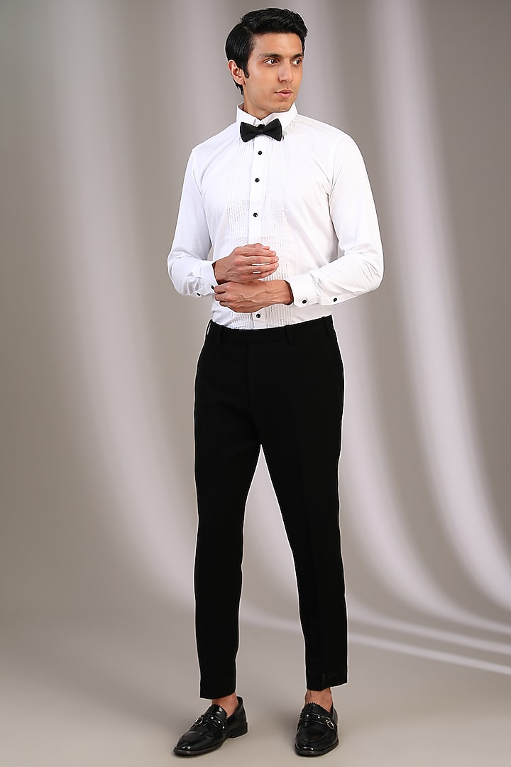 Black Velvet Sequins & Pearl Embroidered Tuxedo Set by Sarab Khanijou at Pernia's Pop Up Shop