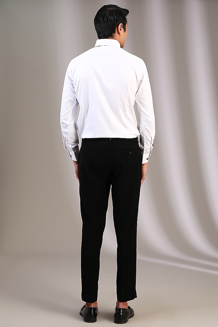 Black Velvet Sequins & Pearl Embroidered Tuxedo Set by Sarab Khanijou at Pernia's Pop Up Shop