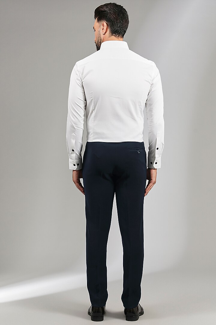 Navy Blue Velvet & Sandwash Tuxedo Set by Sarab Khanijou at Pernia's Pop Up Shop