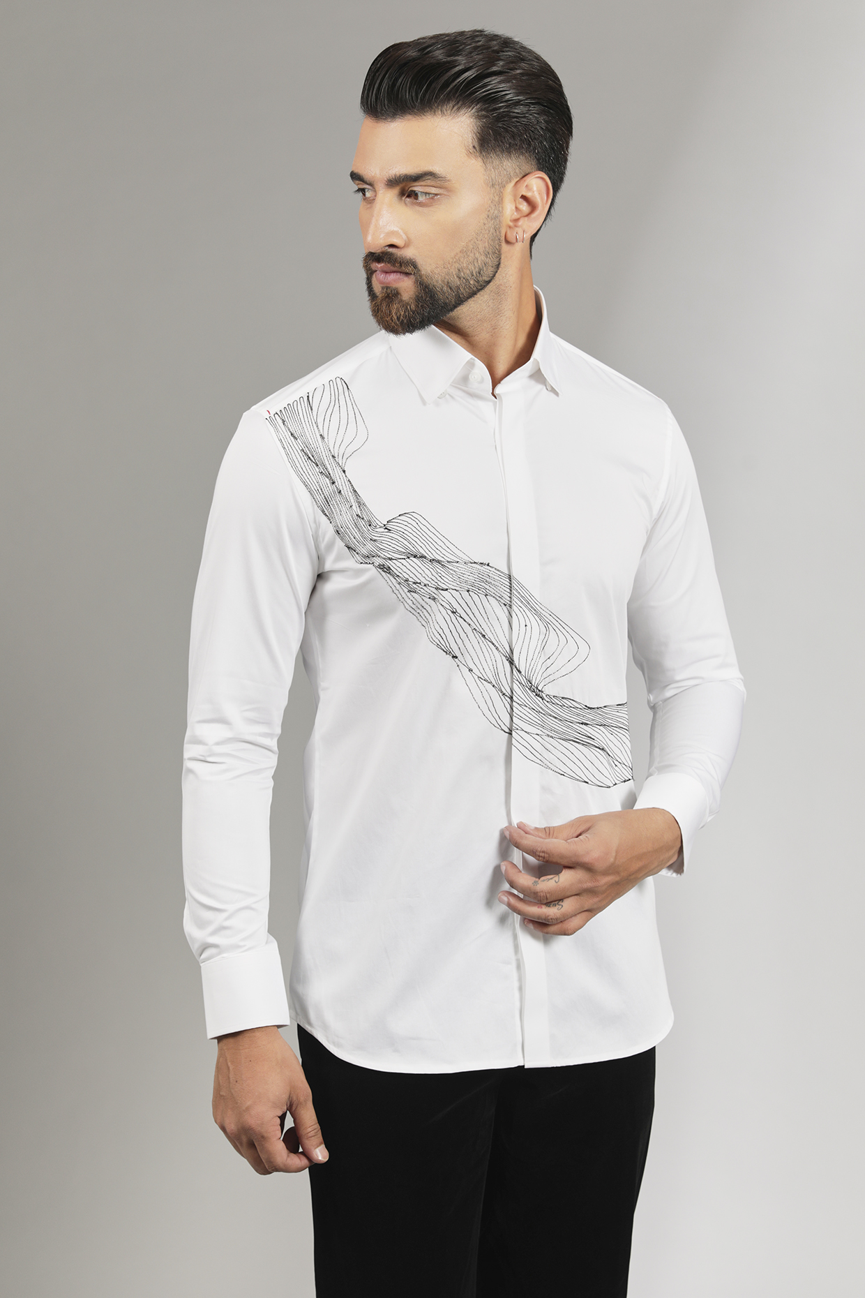 White Cotton Shirt by Sarab Khanijou