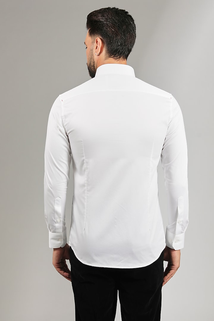 White Cotton Party Wear Shirt by Sarab Khanijou at Pernia's Pop Up Shop