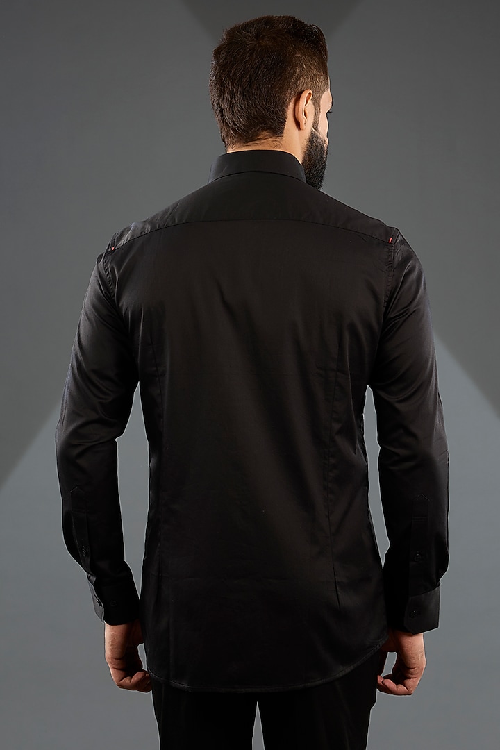 Black Cotton Party Wear Shirt by Sarab Khanijou at Pernia's Pop Up Shop